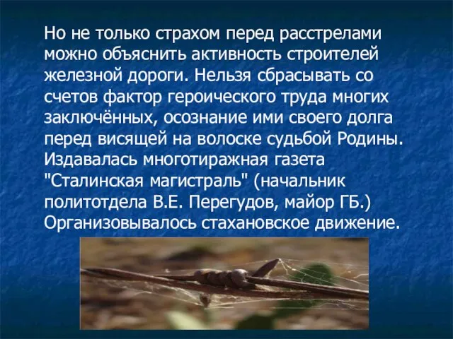 Но не только страхом перед расстрелами можно объяснить активность строителей железной