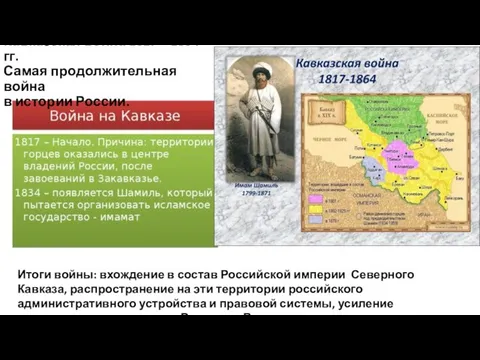 Кавказская война 1817 – 1864 гг. Самая продолжительная война в истории