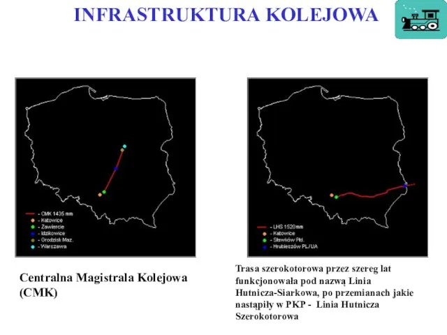 INFRASTRUKTURA KOLEJOWA Centralna Magistrala Kolejowa (CMK) Trasa szerokotorowa przez szereg lat