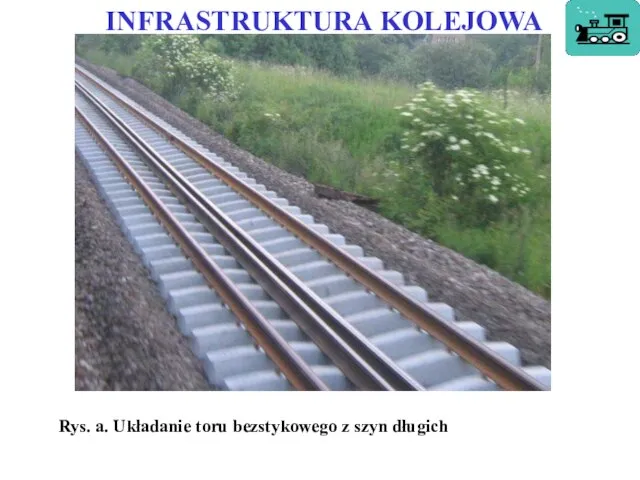 INFRASTRUKTURA KOLEJOWA Rys. a. Układanie toru bezstykowego z szyn długich