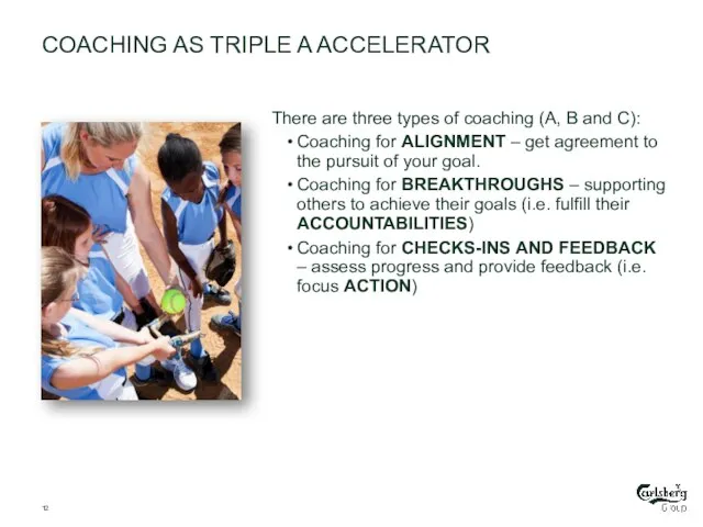COACHING AS TRIPLE A ACCELERATOR There are three types of coaching