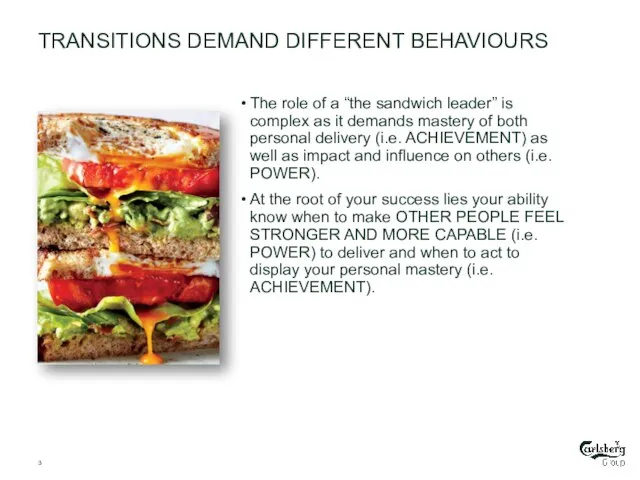 TRANSITIONS DEMAND DIFFERENT BEHAVIOURS The role of a “the sandwich leader”