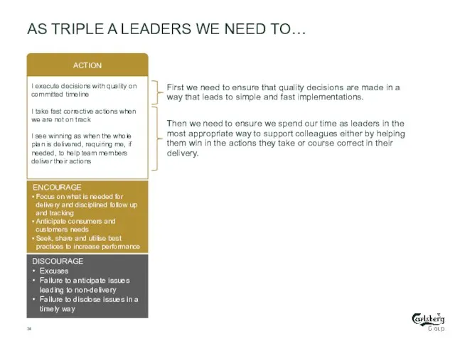 AS TRIPLE A LEADERS WE NEED TO… First we need to