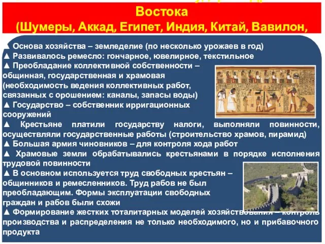 Особенности экономики государств Древнего Востока (Шумеры, Аккад, Египет, Индия, Китай, Вавилон,