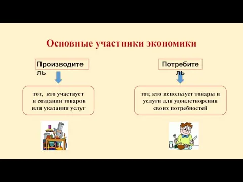 Основные участники экономики тот, кто участвует в создании товаров или указании