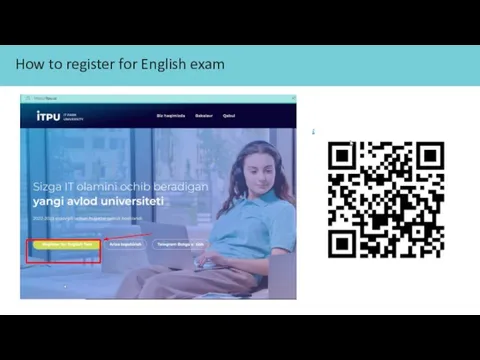 How to register for English exam assessment.uz/tests/itpu