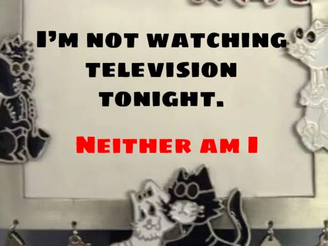 I’m not watching television tonight. Neither am I