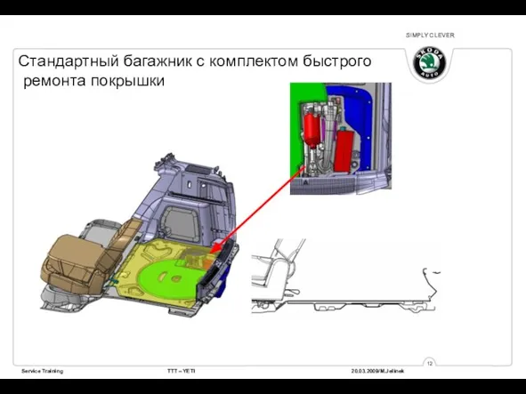 Стандартный багажник с комплектом быстрого ремонта покрышки