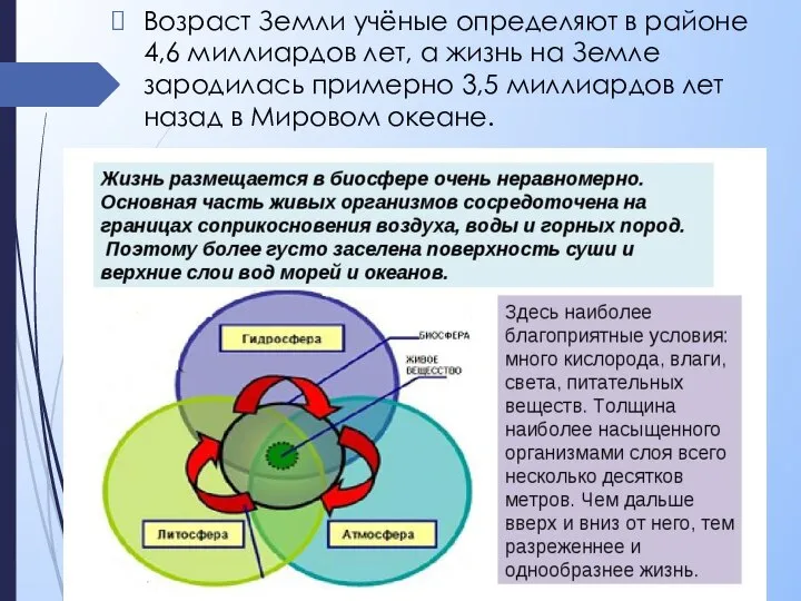 Возраст Земли учёные определяют в районе 4,6 миллиардов лет, а жизнь