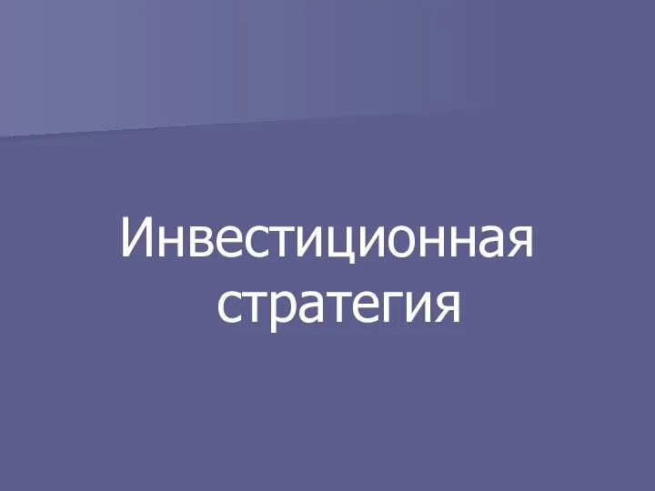 Инвестиционная стратегия