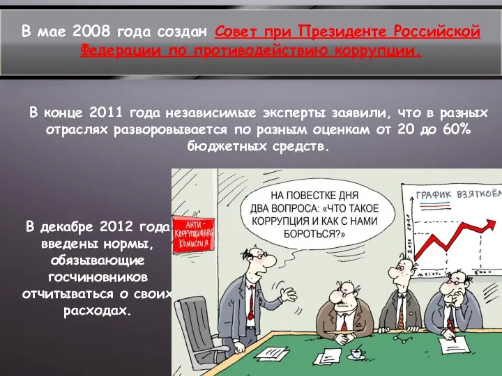 В мае 2008 года создан Совет при Президенте Российской Федерации по