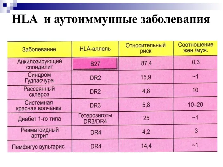 HLA и аутоиммунные заболевания