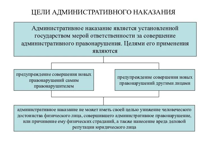 ЦЕЛИ АДМИНИСТРАТИВНОГО НАКАЗАНИЯ Административное наказание является установленной государством мерой ответственности за