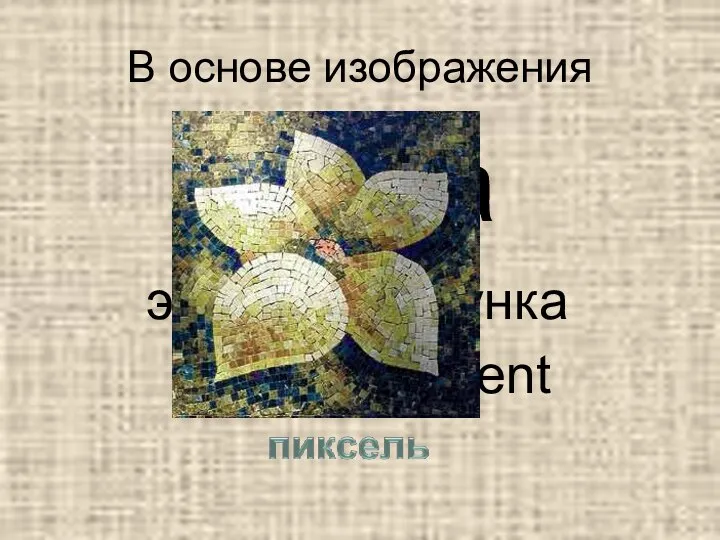 В основе изображения точка элемент рисунка picture element