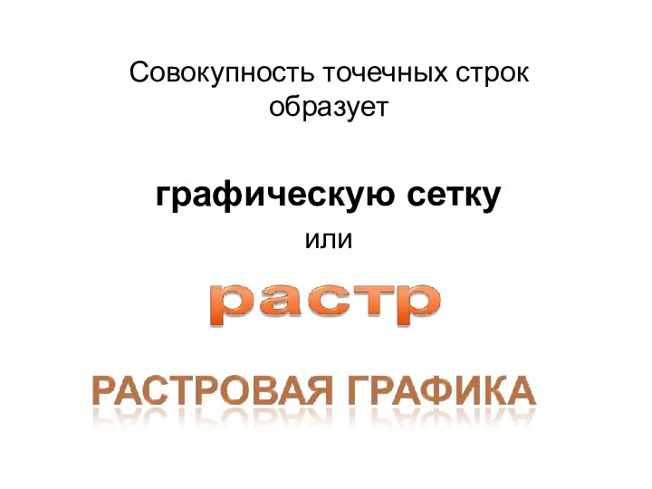 Совокупность точечных строк образует графическую сетку или