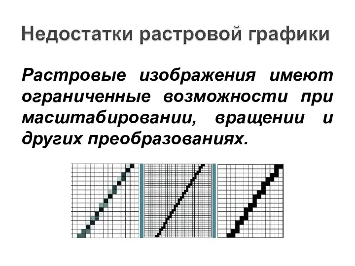 Растровые изображения имеют ограниченные возможности при масштабировании, вращении и других преобразованиях.