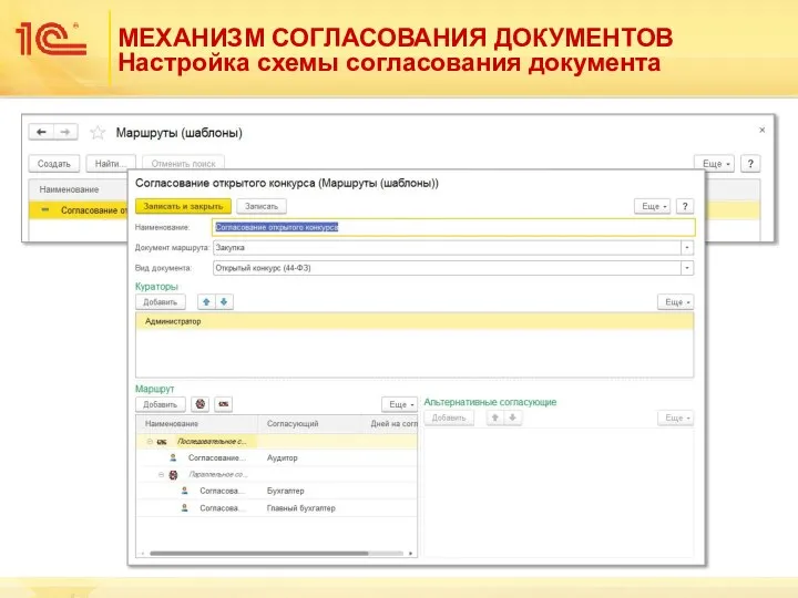 МЕХАНИЗМ СОГЛАСОВАНИЯ ДОКУМЕНТОВ Настройка схемы согласования документа