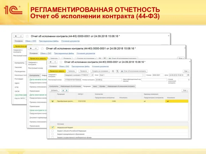 РЕГЛАМЕНТИРОВАННАЯ ОТЧЕТНОСТЬ Отчет об исполнении контракта (44-ФЗ)