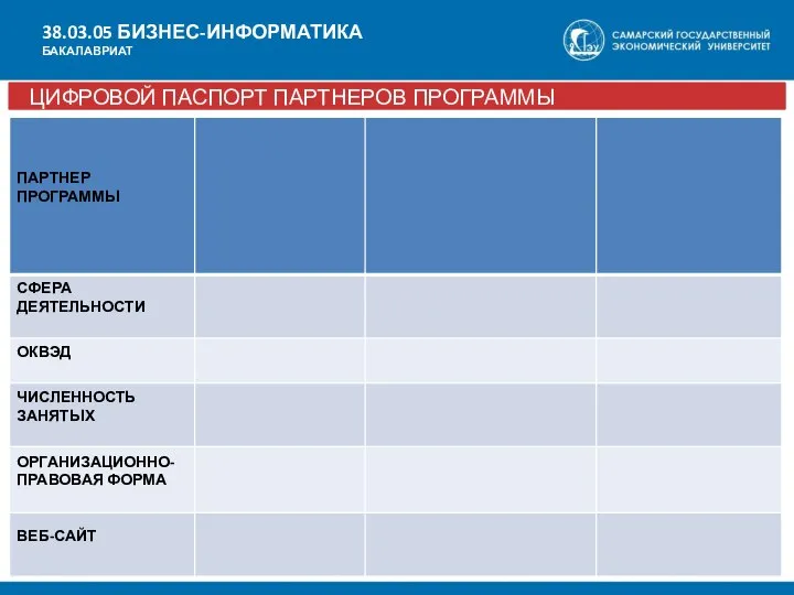 38.03.05 БИЗНЕС-ИНФОРМАТИКА БАКАЛАВРИАТ ЦИФРОВОЙ ПАСПОРТ ПАРТНЕРОВ ПРОГРАММЫ