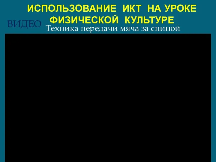 ИСПОЛЬЗОВАНИЕ ИКТ НА УРОКЕ ФИЗИЧЕСКОЙ КУЛЬТУРЕ Техника передачи мяча за спиной ВИДЕО