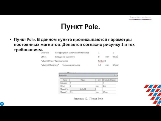 Пункт Pole. Пункт Pole. В данном пункте прописываются параметры постоянных магнитов.