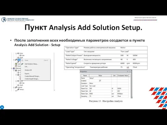 Пункт Analysis Add Solution Setup. После заполнения всех необходимых параметров создается