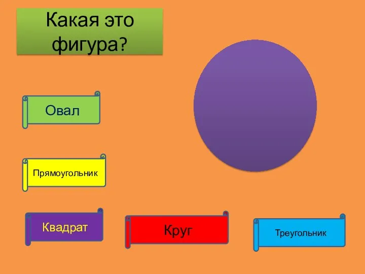 Какая это фигура? Овал Треугольник Круг Прямоугольник Квадрат