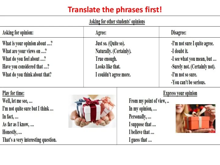 Translate the phrases first!