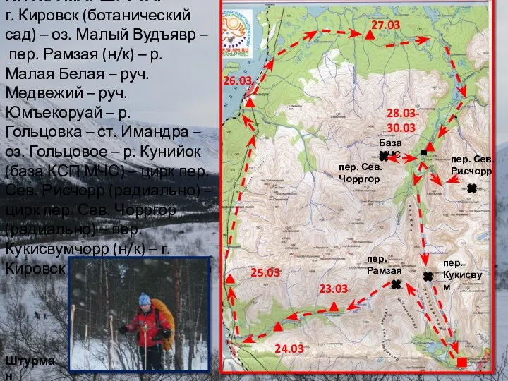 НИТКА МАРШРУТА: г. Кировск (ботанический сад) – оз. Малый Вудъявр –