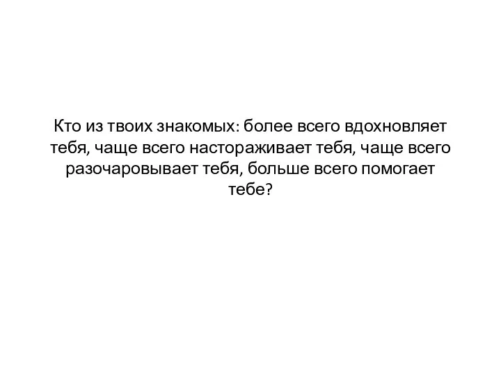 Кто из твоих знакомых: более всего вдохновляет тебя, чаще всего настораживает