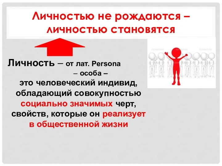 Личность – от лат. Persona – особа – это человеческий индивид,