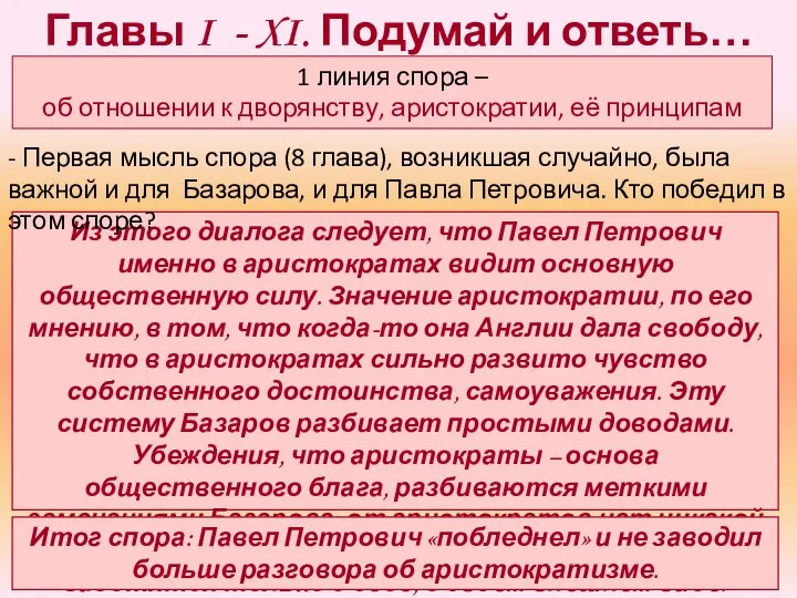 Главы I - XI. Подумай и ответь… Из этого диалога следует,