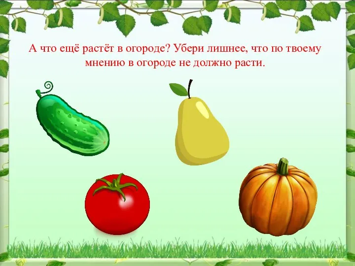 А что ещё растёт в огороде? Убери лишнее, что по твоему