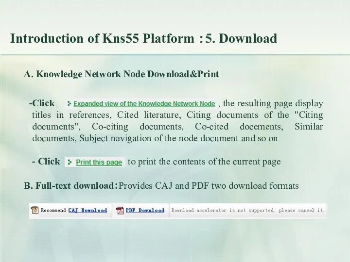 A. Knowledge Network Node Download&Print Click , the resulting page display