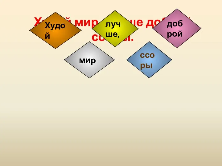 Худой мир, лучше доброй ссоры. мир ссоры Худой доброй лучше,