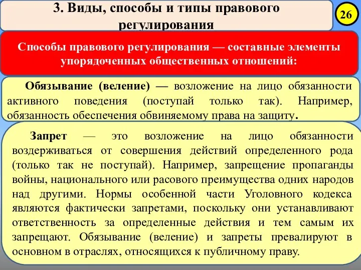 3. Виды, способы и типы правового регулирования Способы правового регулирования —