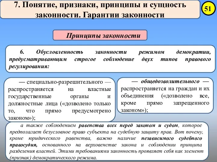 7. Понятие, признаки, принципы и сущность законности. Гарантии законности Принципы законности