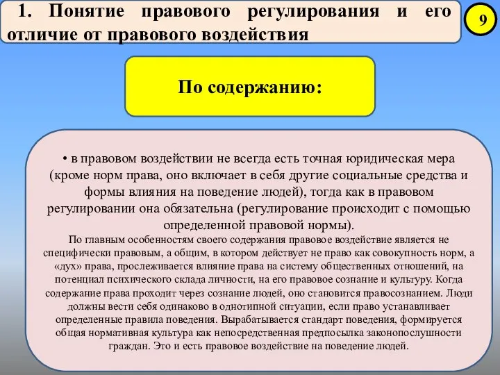 1. Понятие правового регулирования и его отличие от правового воздействия По