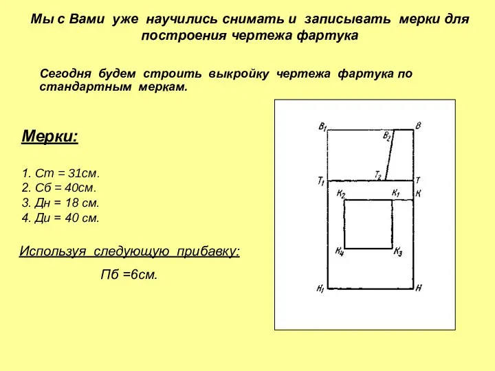 Мы с Вами уже научились снимать и записывать мерки для построения