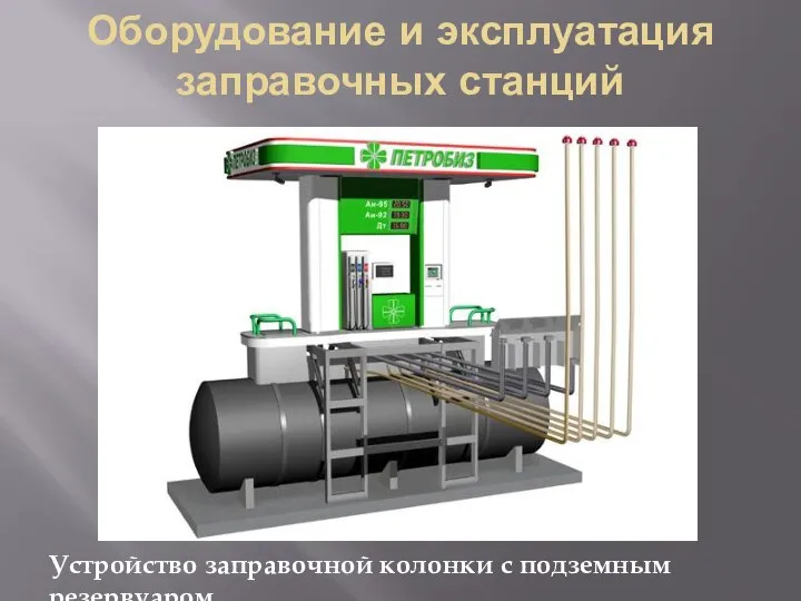 Оборудование и эксплуатация заправочных станций Устройство заправочной колонки с подземным резервуаром