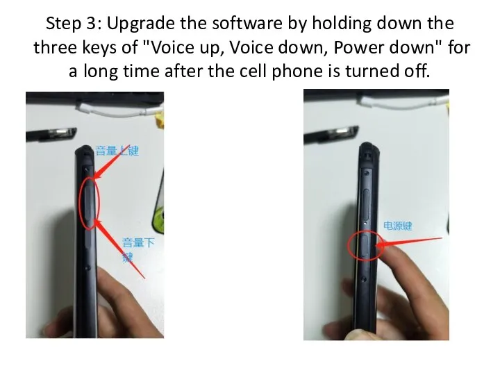 Step 3: Upgrade the software by holding down the three keys