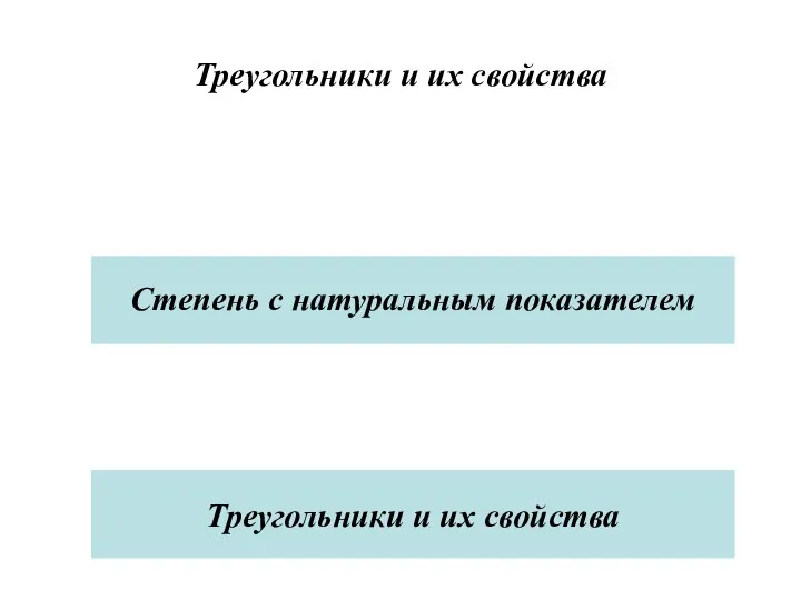 Треугольники и их свойства Треугольники и их свойства Степень с натуральным показателем