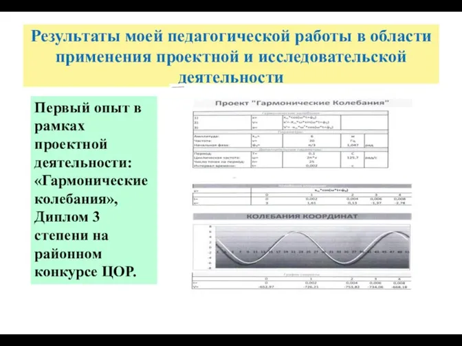 Результаты моей педагогической работы в области применения проектной и исследовательской деятельности