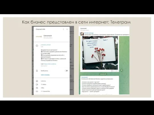 Как бизнес представлен в сети интернет: Телеграм