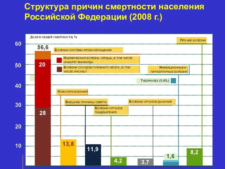 Структура причин смертности населения Российской Федерации (2008 г.)