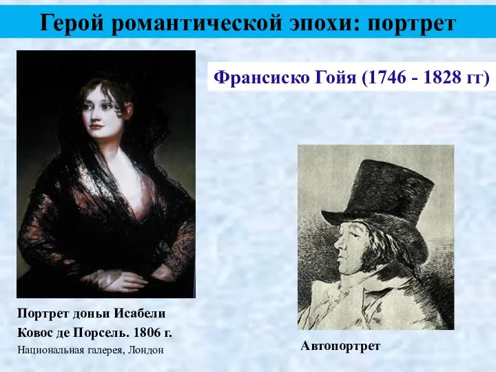 Франсиско Гойя (1746 - 1828 гг) Автопортрет Портрет доньи Исабели Ковос