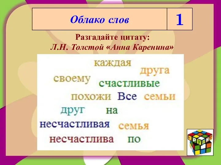 Разгадайте цитату: Л.Н. Толстой «Анна Каренина»