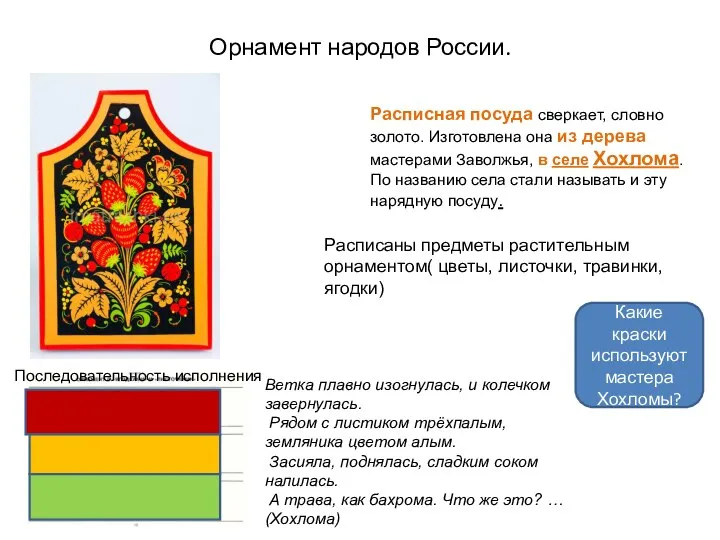 Орнамент народов России. Расписная посуда сверкает, словно золото. Изготовлена она из