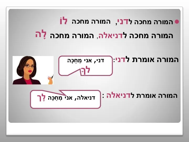 דני, אני מְחַכָּה לךָ המורה מחכה לדני, המורה מחכה לדניאלה, המורה