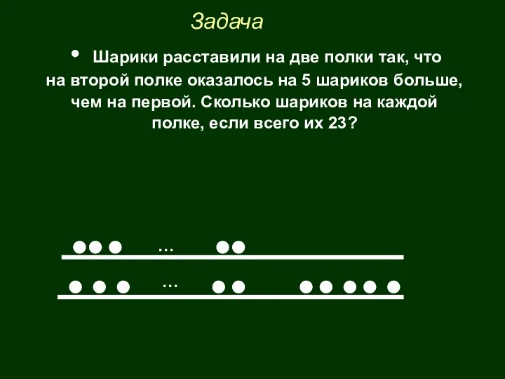 Задача Шарики расставили на две полки так, что на второй полке